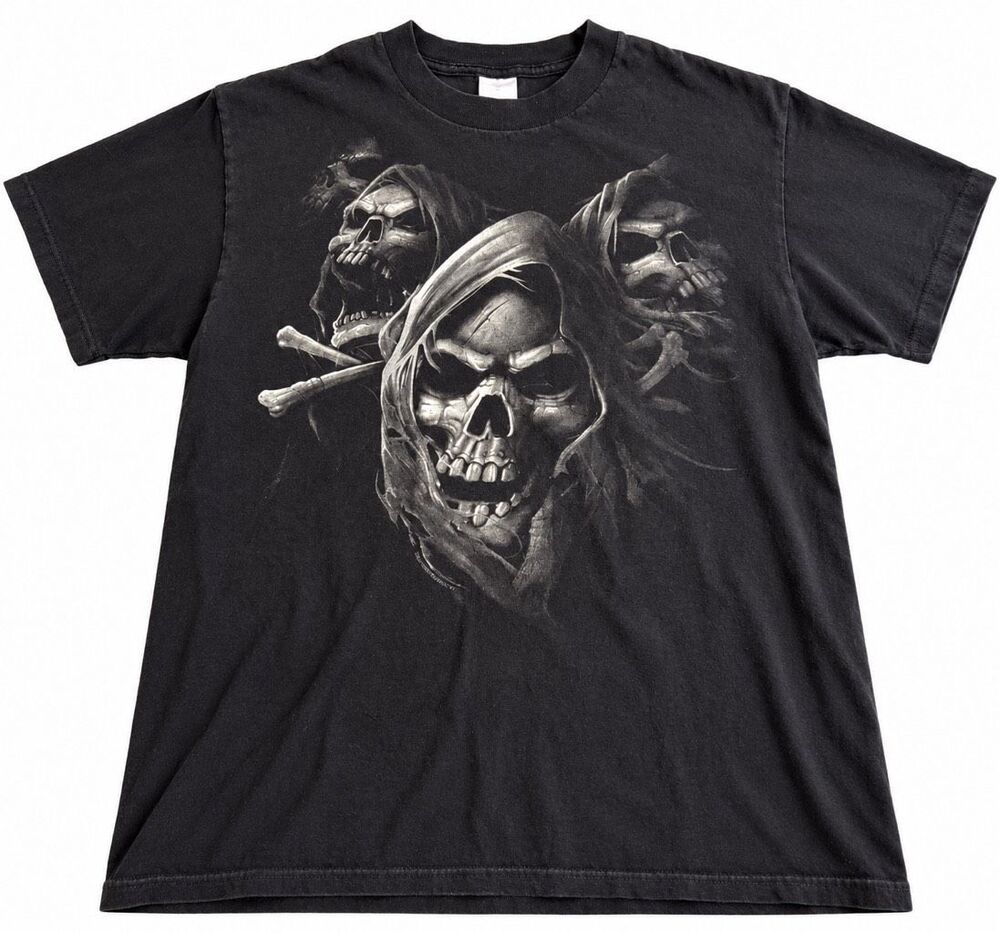 Tennessee River Vintage Y2K Black Grim Reaper Skull Graphic T-Shirt Size Medium